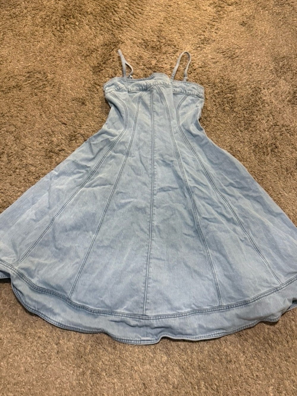 Anthropologie Marin Square-Neck Denim Midi Dress by Pilcro - Picture 6 of 6
